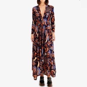 Farm Rio Nature Beauty LS Maxi Dress Size XL